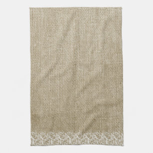 Faux Burlap and Lace Tea Towel