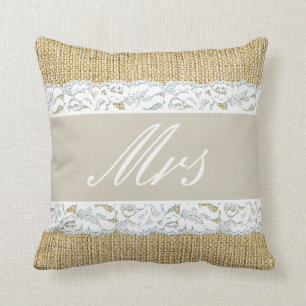 Faux Burlap Bride Pillow