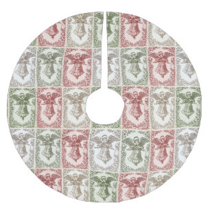 Faux burlap green Angel traditional Christmas Brushed Polyester Tree Skirt