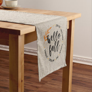 Faux Burlap Hello Fall Short Table Runner