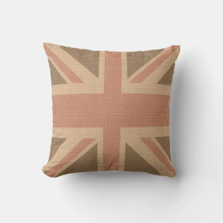 Faux Burlap Jute Linen Look UK Flag Cushion