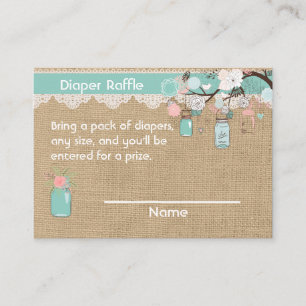 Faux burlap Mason Jar Diaper Raffle Insert