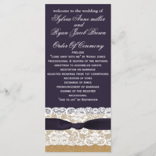 FAUX burlap, rustic wedding programs tea length Programme