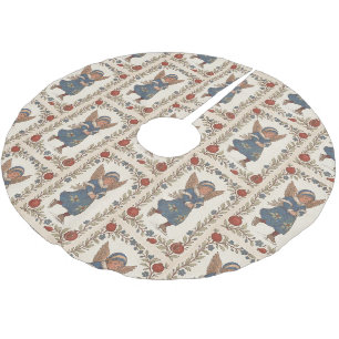 Faux burlap skating Angel traditional Christmas Brushed Polyester Tree Skirt