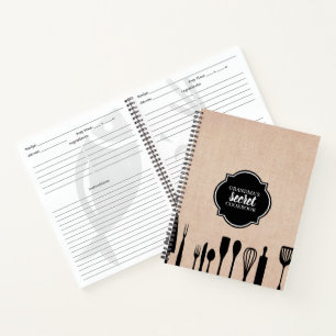 Faux Burlap Utensils Personalised Recipe Notebook