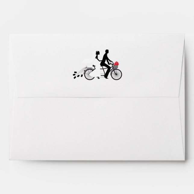 Faux Burlap Wedding Tandem Bicycle Envelope (Back (Top Flap))