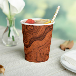 Faux Burled Walnut  Paper Cups