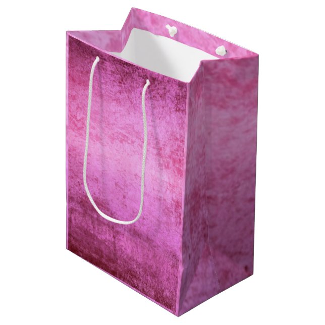 Faux Burst of Pink Velvet Medium Gift Bag (Front Angled)