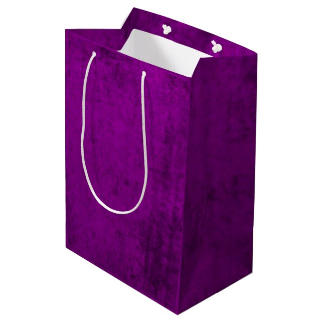 Faux Burst of Purple Velvet Medium Gift Bag (Back Angled)