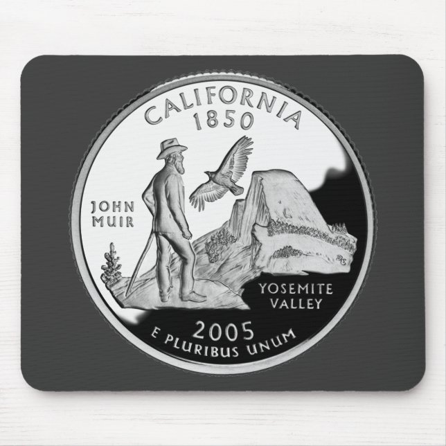 Faux California State Quarter Yosemite Valley Muir Mouse Mat (Front)