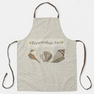 Faux Canvas Fabric Personalised Seashell Applique Apron