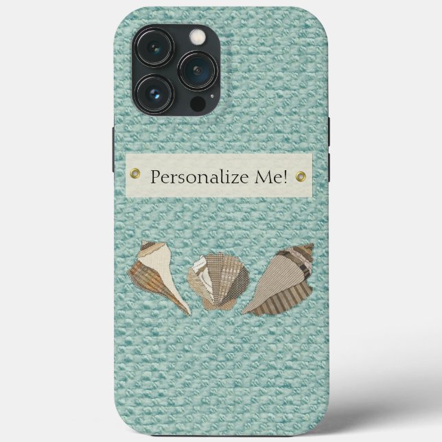 Faux Canvas Fabric Personalised Seashell Applique Case-Mate iPhone Case (Back)