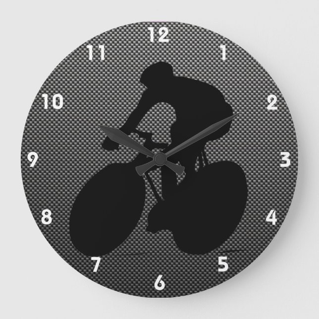 Faux Carbon Fibre Cycling Large Clock (Front)
