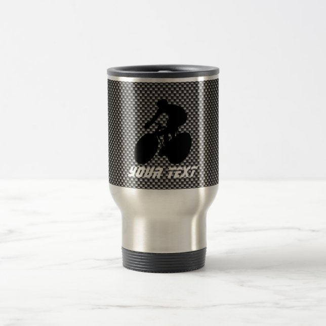 Faux Carbon Fibre Cycling Travel Mug (Center)