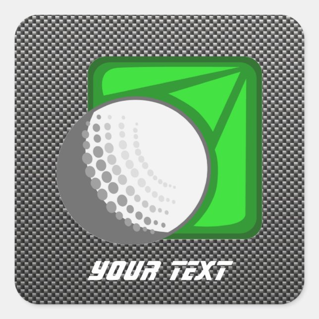 Faux Carbon Fibre Golf Ball Square Sticker (Front)