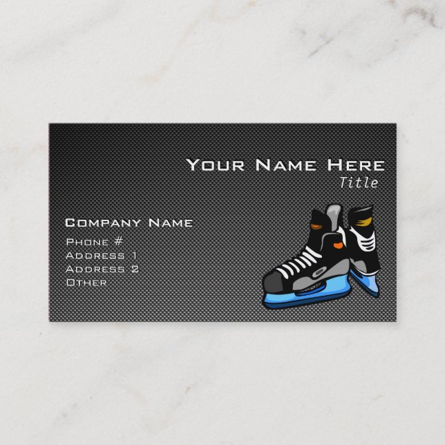 Faux Carbon Fibre Hockey Skates Business Card (Front)