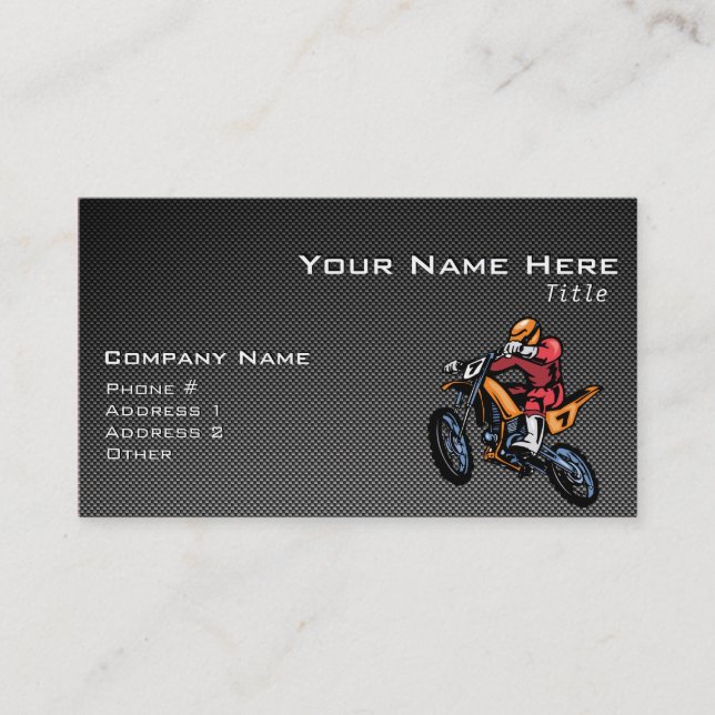 Faux Carbon Fibre Motocross Business Card (Front)