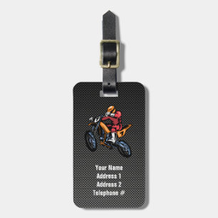 Faux Carbon Fibre Motocross Luggage Tag
