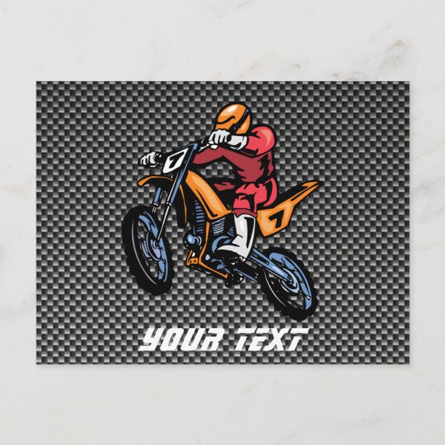 Faux Carbon Fibre Motocross Postcard (Front)