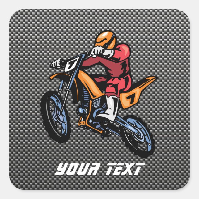Faux Carbon Fibre Motocross Square Sticker (Front)
