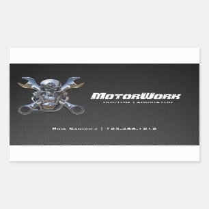 Faux Carbon Fibre Motorworks Rectangular Sticker