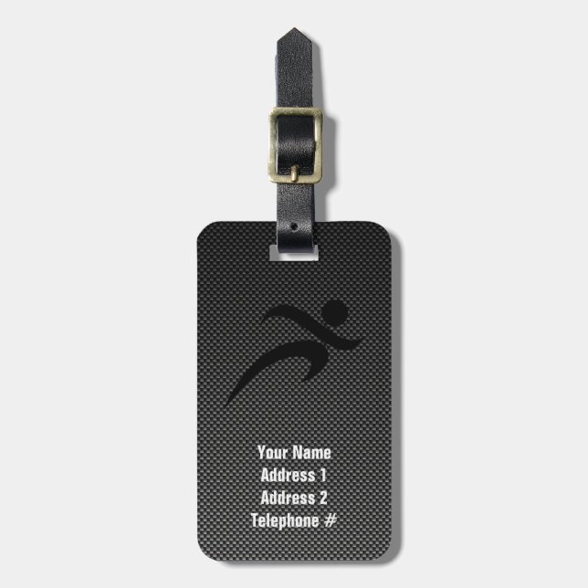 Faux Carbon Fibre; Running Luggage Tag (Front Vertical)