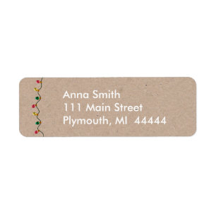 Faux Cardboard Christmas Light Address Label