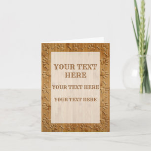 Faux Carved Wood Dog Paws And Bones Note Card