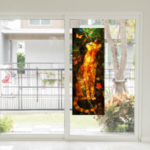 Faux Cat Painting Stained Glass Art Window Cling