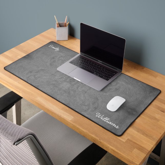 Faux Chalkboard Blackboard Look Black and White Desk Mat (Office 2)