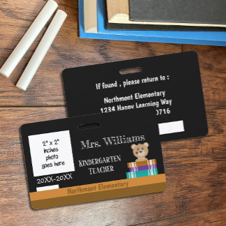 Faux Chalkboard Early Ed Teacher Photo ID Badge