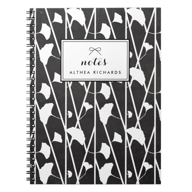 Faux Chalkboard Floral Vines Pattern Personalised Notebook (Front)