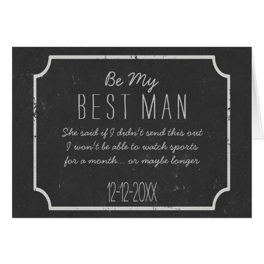 Faux Chalkboard Frame Be My Best Man Request Card