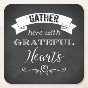 FAUX Chalkboard Grateful Hearts PAPER Coasters