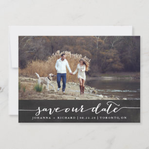 Faux Chalkboard Handwritten Script Save the Date