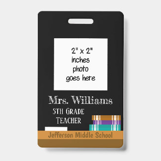Faux Chalkboard Middle School Teacher ID Badge 