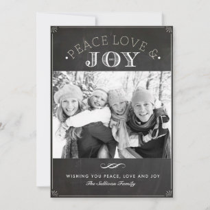 Faux Chalkboard Peace Love and Joy Holiday Photo Card