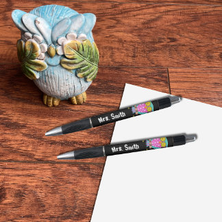 Faux chalkboard personalised owl teacher pen