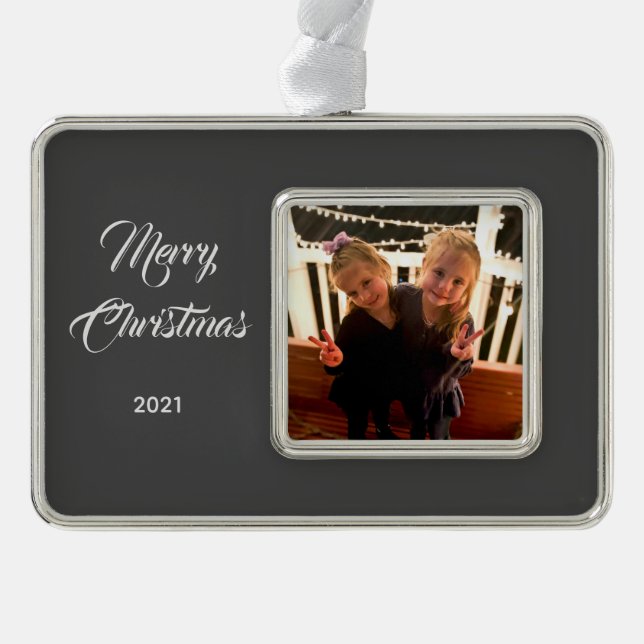 Faux Chalkboard Photo Framed Ornament (Front)