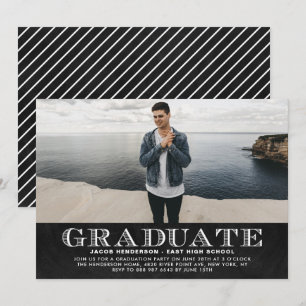 Faux Chalkboard Photo Graduation Party Invitation
