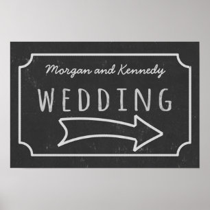 Faux Chalkboard Wedding Direction Poster