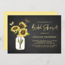 Faux Chalkboard Yellow Sunflowers Bridal Shower