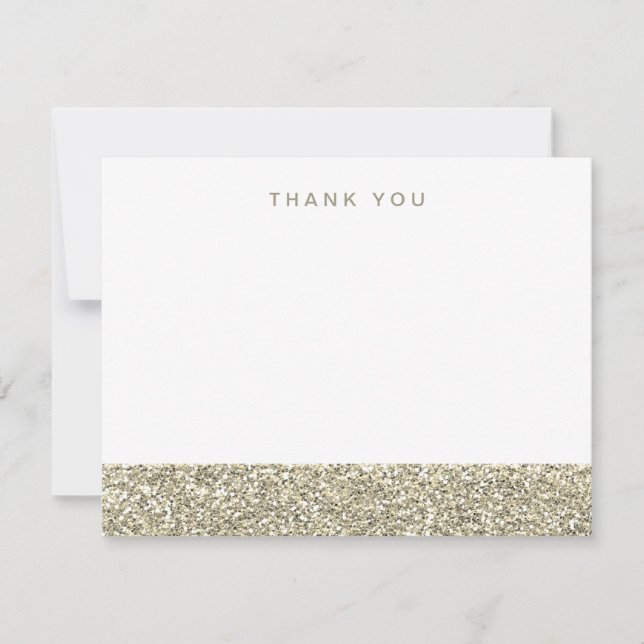 Faux Champagne Gold Glitter Thank You (Front)