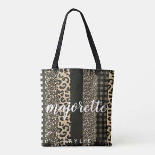 Faux Cheetah and Glitter Personalised Majorette Tote Bag