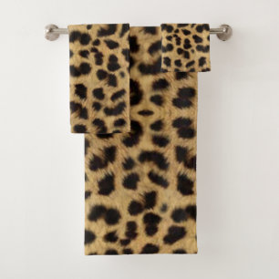 Faux Cheetah Animal Skin Bath Towel Set