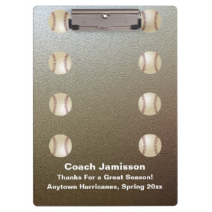 Faux Chrome, Baseball Coach Thank You, Name,  Clipboard