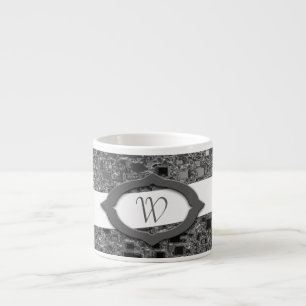 Faux Chrome Mini Box Design & Monogram Espresso Cup