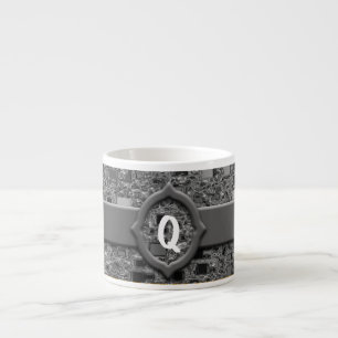Faux Chrome Mini Box Design & Monogram Espresso Cup