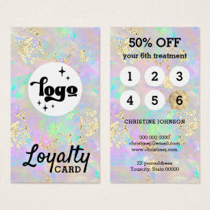 faux chunky glitter opal loyalty card