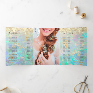 faux chunky glitter opal tri-fold brochure